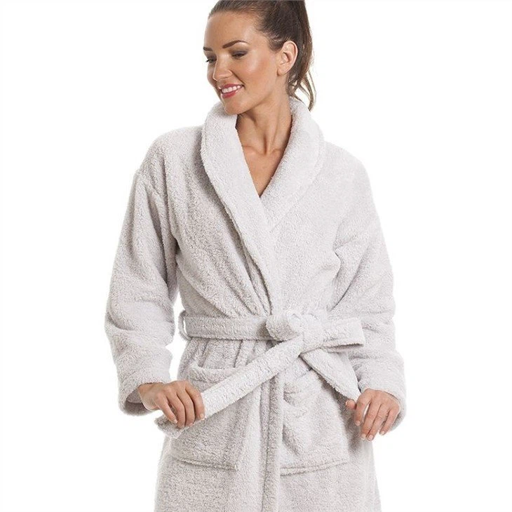 White Hotel Robe with Shawl Collar